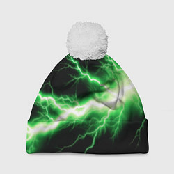 Шапка с помпоном Lightning green, цвет: 3D-белый