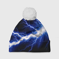 Шапка с помпоном Lightning blue, цвет: 3D-белый