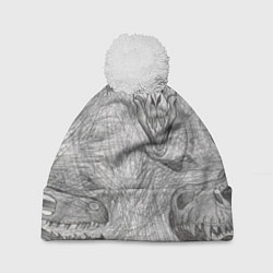 Шапка c помпоном Черепа динозавров - эскиз