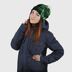 Шапка с помпоном Lightning green line, цвет: 3D-белый — фото 2