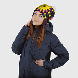 Шапка с помпоном Звездный калейдоскоп, цвет: 3D-белый — фото 2