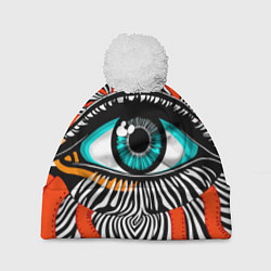 Шапка с помпоном Глаз, цвет: 3D-белый