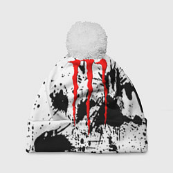 Шапка с помпоном Monster energy краски, цвет: 3D-белый
