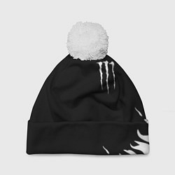 Шапка с помпоном Monster energy fire white, цвет: 3D-белый