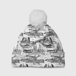 Шапка с помпоном Питер и корюшка, цвет: 3D-белый