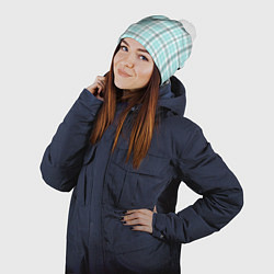 Шапка с помпоном Checkered light blue, цвет: 3D-белый — фото 2