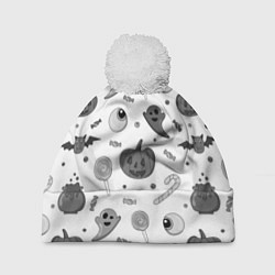 Шапка с помпоном Halloween grey and white, цвет: 3D-белый