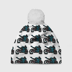 Шапка c помпоном Motorbike blue