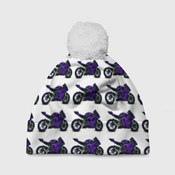 Шапка c помпоном Motorcycle purple gloss