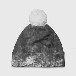 Шапка c помпоном Абстракция - grey and white wall with cracks