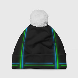 Шапка с помпоном Neon green light blue, цвет: 3D-белый