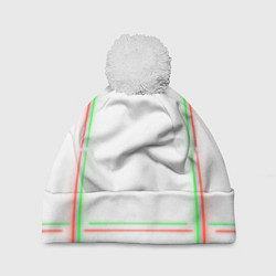 Шапка с помпоном Neon light green red, цвет: 3D-белый
