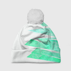 Шапка с помпоном Color white light blue strip, цвет: 3D-белый