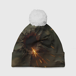 Шапка c помпоном Следы от пуль на камуфляже