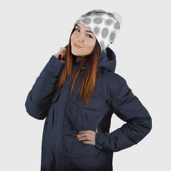 Шапка с помпоном Круглый разноцветный узор мандала, цвет: 3D-белый — фото 2