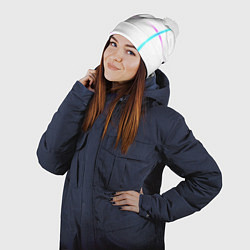 Шапка с помпоном Color white blue pink stripes, цвет: 3D-белый — фото 2