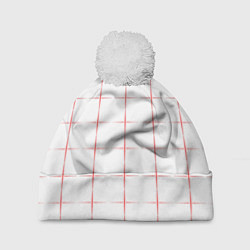 Шапка c помпоном Color white red crosses