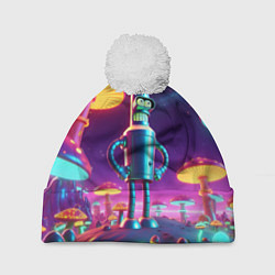 Шапка с помпоном Ночёвка Бендера на планете светящихся гигантских г, цвет: 3D-белый