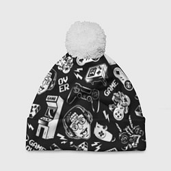 Шапка с помпоном Retro gamer pattern, цвет: 3D-белый