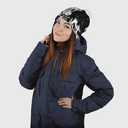 Шапка с помпоном Тоттенхэм черно белый огонь, цвет: 3D-белый — фото 2