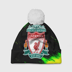 Шапка с помпоном Ливерпуль кислотные краски, цвет: 3D-белый