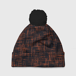 Шапка с помпоном Чёрно-коричневый текстура, цвет: 3D-черный