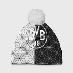 Шапка с помпоном Borussia geometry black steel, цвет: 3D-белый