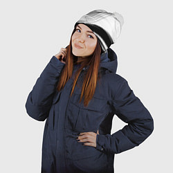 Шапка с помпоном Ювентус черно белые полосы, цвет: 3D-белый — фото 2