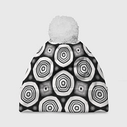Шапка с помпоном Пятиугольные кольца, цвет: 3D-белый
