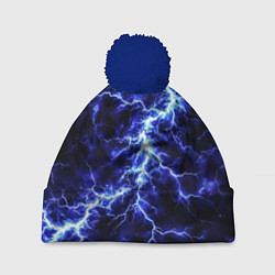 Шапка с помпоном Мощнейший разряд молнии, цвет: 3D-тёмно-синий