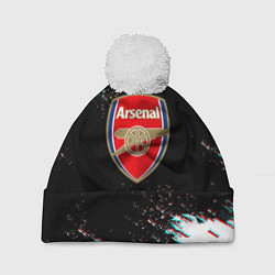 Шапка с помпоном Арсенал краски глитч текстура, цвет: 3D-белый