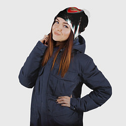 Шапка с помпоном Арсенал краски глитч текстура, цвет: 3D-белый — фото 2