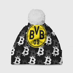 Шапка с помпоном Borussia биткоин паттерн, цвет: 3D-белый