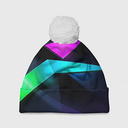 Шапка c помпоном Neon colored geometric