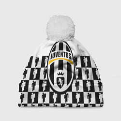 Шапка с помпоном Juventus болельщики паттерн, цвет: 3D-белый