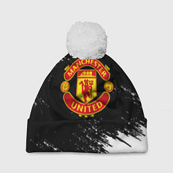 Шапка с помпоном Манчестер Юнайтед белые краски, цвет: 3D-белый