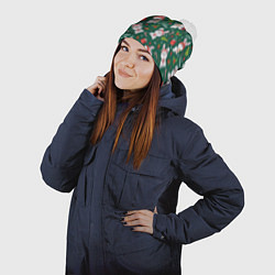 Шапка с помпоном Новогодние зайчики, цвет: 3D-белый — фото 2