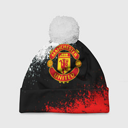 Шапка с помпоном Манчестер Юнайтед краски всплеск, цвет: 3D-белый