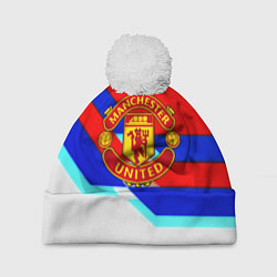 Шапка с помпоном Манчестер Юнайтед полосы геометрия, цвет: 3D-белый
