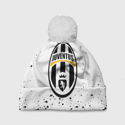 Шапка с помпоном Juventus краски текстура всплеск, цвет: 3D-белый