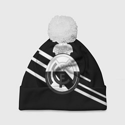 Шапка с помпоном Реал Мадрид полосы текстура линии, цвет: 3D-белый