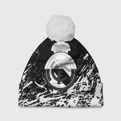 Шапка с помпоном Реал Мадрид краски текстура, цвет: 3D-белый