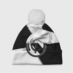Шапка с помпоном Реал Мадрид геометрия полосы, цвет: 3D-белый