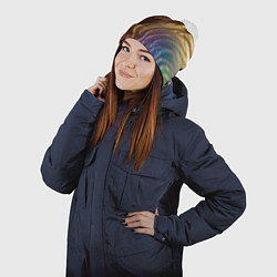 Шапка с помпоном Сморщенные складочки жидкости, цвет: 3D-белый — фото 2