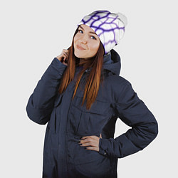 Шапка с помпоном Color white purple, цвет: 3D-белый — фото 2