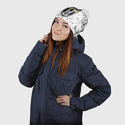 Шапка с помпоном Ювентус краски чёрные всплеск, цвет: 3D-белый — фото 2