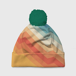 Шапка с помпоном Полосы, цвет: 3D-зеленый
