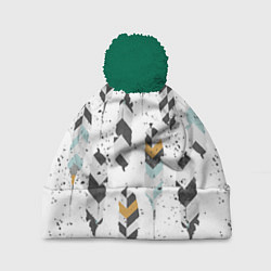 Шапка с помпоном Перья, цвет: 3D-зеленый
