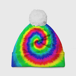 Шапка с помпоном Tie dye, цвет: 3D-белый