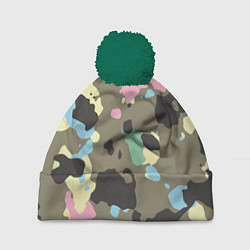 Шапка с помпоном Камуфляж: микс цветов, цвет: 3D-зеленый